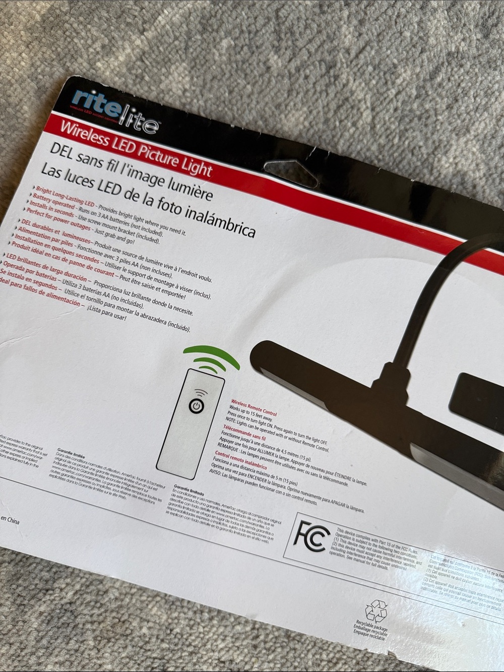 NEW Rite Light Wireless LED Remote Wall Picture Light - Picture 5 of 5
